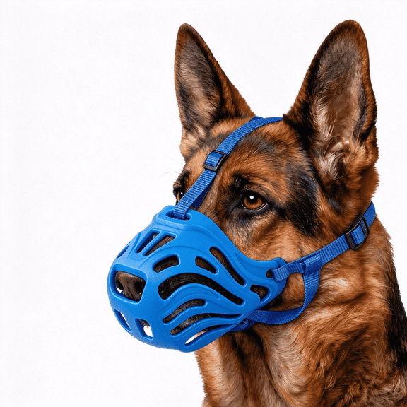Dog Muzzle for Medium Dogs, Soft Breathable Basket Muzzle, Adjustable Anti Bite Anti Chewing Dog Muzzle for Grooming, Training, Walking and Vet Visits, Blue, M