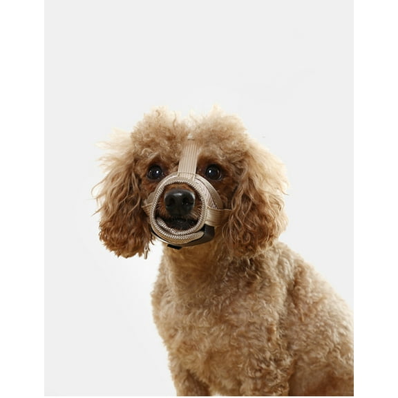 Dog Muzzle,Muzzles for Dogs ,Anti Biting Barking and Chewing with Comfortable Mesh Soft Fabric and Adjustable Strap,Khaki XS
