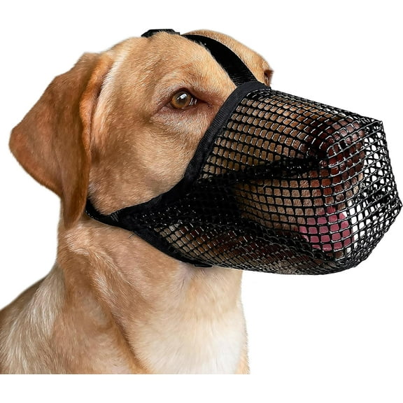 Dog Muzzle, Patented Mesh Muzzles for Small Medium Large Dogs, Soft Covered Mouth Guard with Adjustable Straps, Prevent Biting Chewing and Licking