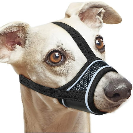 Dog Muzzle, Reflective Soft Nylon Muzzle with Strengthen Strap, Air Mesh Breathable Drinkable and Adjustable Loop Pet Muzzles,Anti Biting Barking Chewing for Small Medium Large Dogs 4 Colors