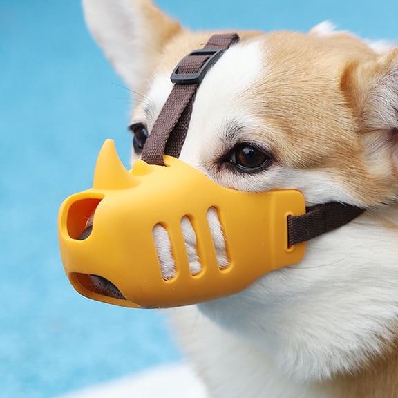 Dog Muzzle, Silicone Anti-Bite Safety Basket with Adjustable Straps for Small and Medium Dogs, Breathable and Comfortable Short Snout Design,Ideal for Dog Walking and Training