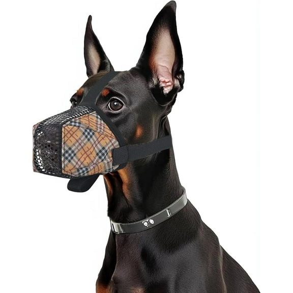 Dog Muzzle for Small Large Dogs - Soft Nylon Basket Muzzle with Adjustable Strap, Breathable Mesh Design Prevents Biting Chewing Licking Eating - Ideal for Training, Grooming & Vet Visits (Yellow, S)