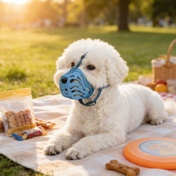 Dog Muzzle, Soft Breathable Dog Muzzles Suitable Dogs, Adjustable Basket Muzzle Prevents Chewing and Biting Pet Mouth Guard Must Have for Grooming Trimming Training Blue XL