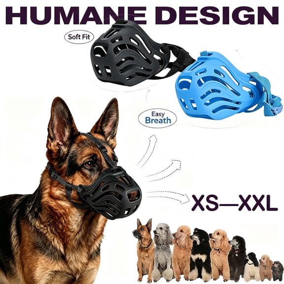 Dog Muzzle, Soft Breathable Dog Muzzles Suitable Dogs, Adjustable Basket Muzzles Prevents Chewing and Biting for Grooming Trimming Training _ Black _ M