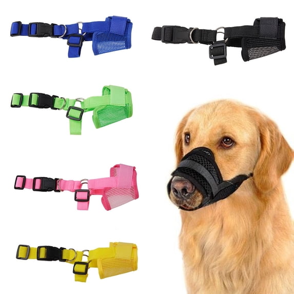 Dog Muzzle, Soft Mesh Covered Muzzles for Small Medium Large Dogs, Anti-Barking Muzzle with Adjustable Straps, Prevent Biting Chewing and Licking
