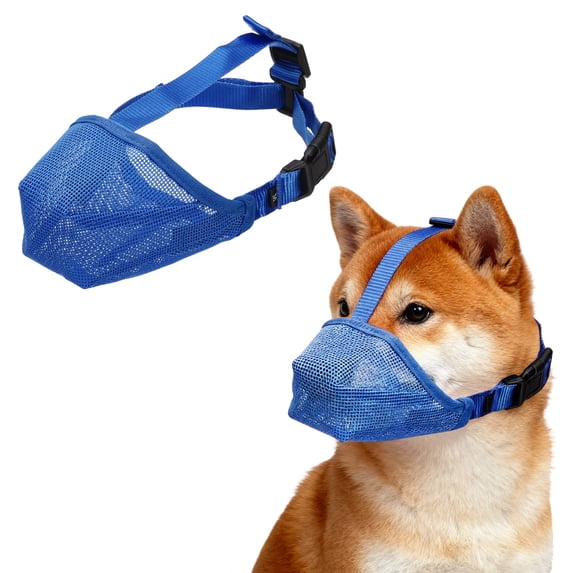 Dog Muzzle, Soft Mesh Muzzle Adjustable Covered Mouth Guard Breathable, (Blue, S), Intended for Anti Biting Chewing/Small Medium Large Puppies/Grooming/Allows Pant Drink