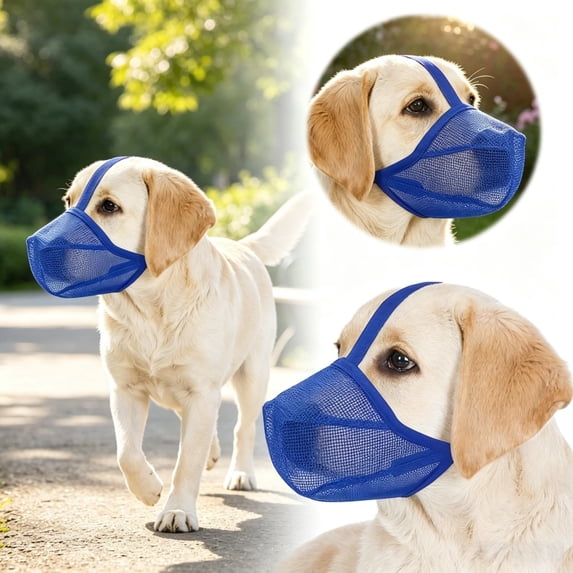Dog Muzzle, Soft Mesh Muzzle For Small Medium Large Dogs For Scavenging Biting Licking And Chewing, Allows To Pant And Drink Pet Others Blue