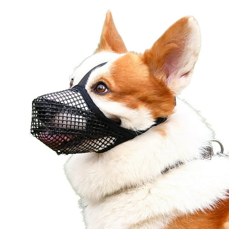 Dog Muzzle, Soft Mesh Muzzle for Small Medium Large Dogs , Breathable Adjustable Muzzles for Biting, Chewing, Scavenging and Poisoned Bait, Allows Panting and Drinking Black+M