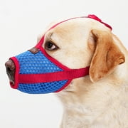 Dog Muzzle, Soft Mesh Muzzle for Small Medium Large Dogs , Breathable Adjustable Muzzles for Biting, Chewing, Scavenging and Poisoned Bait, Allows Panting and Drinking S