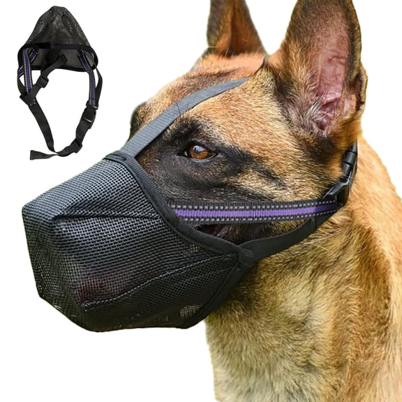 Dog Muzzle - Soft Mesh Muzzle for Small Medium Large Dogs Labrador German Shepherd - Adjustable Puppy Muzzles for Scavenging Biting Licking and Chewing - Allows Panting and Drinking Black (XS)