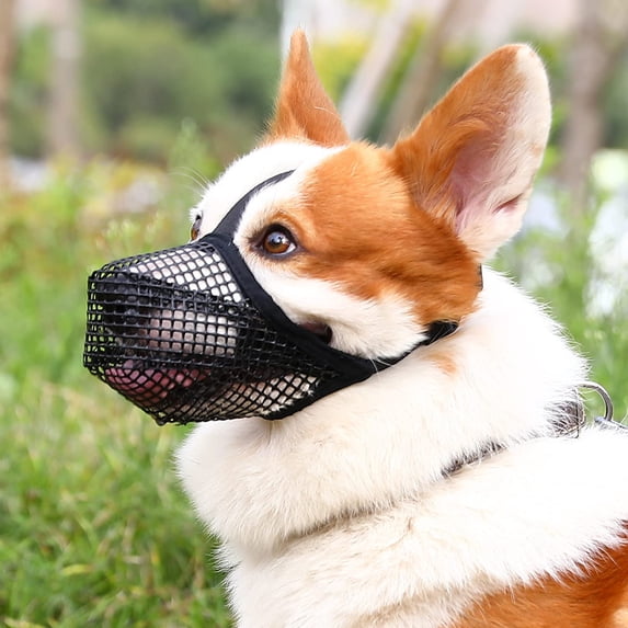 Dog Muzzle, Soft Mesh Muzzle for Small Medium Large Dogs Labrador German Shepherd, Breathable Adjustable Mouth Guard for Biting Chewing Scavenging, Allows Panting and Drinking