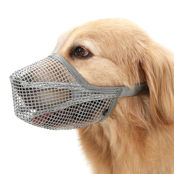 Dog Muzzle, Soft Mesh Muzzle for Small Medium Large Dogs Labrador German Shepherd, Breathable Adjustable Mouth Guard for Biting Chewing Scavenging, Allows Panting and Drinking