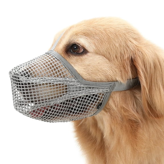 Dog Muzzle, Soft Mesh Muzzle for Small Medium Large Dogs Labrador German Shepherd, Breathable Adjustable Mouth Guard for Biting Chewing Scavenging, Allows Panting and Drinking