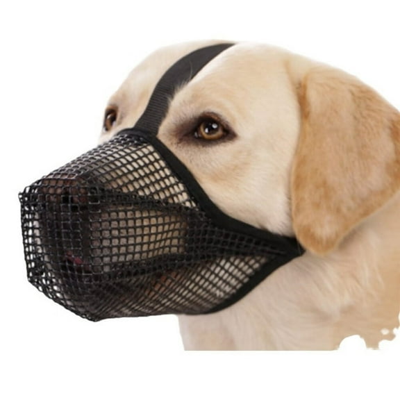Dog Muzzle, Soft Mesh Muzzle for Small Medium Large Dogs Labrador German Shepherd, Breathable Adjustable Mouth Guard for Biting Chewing Scavenging, Allows Panting and Drinking