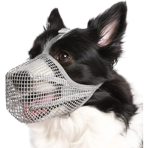 Dog Muzzle, Soft Mesh Muzzle for Small Medium Large Dogs Labrador German Shepherd, Breathable Adjustable Muzzles for Biting, Chewing, and Scavenging, Allows Panting and Drinking