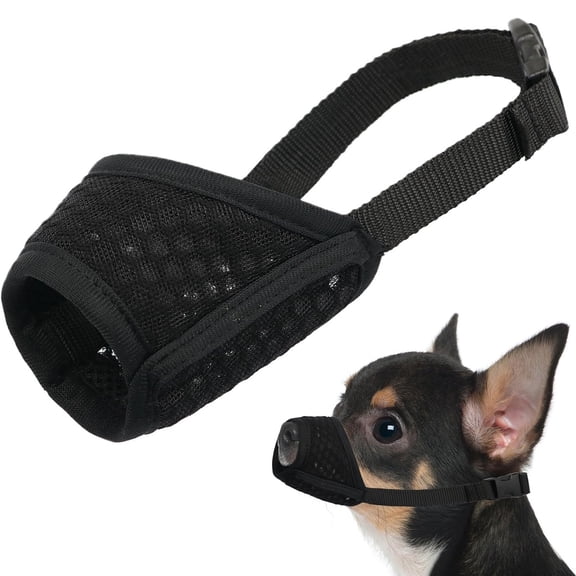 Dog Muzzle, Soft Mesh Muzzle for Small Medium Large Dogs, Puppy Muzzle for Biting Chewing Grooming(Black) - M