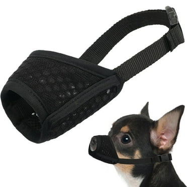 Dog Muzzle, Soft Mesh Muzzle for Small Medium Large Dogs, Puppy Muzzle for Biting Chewing Grooming(Black) - S