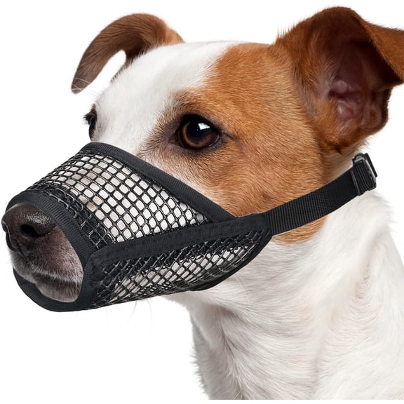 Dog Muzzle, Soft Mesh Muzzles for Small Medium Large Dogs Chihuahua Poodle Husky Labrador Retriever, Breathable Dog Mouth Guard for Biting Chewing Grooming, Allow Panting Drinking(M, Black)