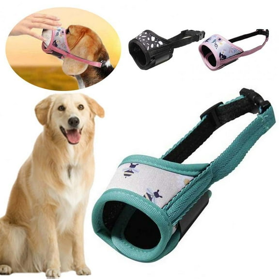 Dog Muzzle, Soft Nylon Anti-Biting, Barking and Chewing Muzzle for Small Medium Large Dogs (M, Green)