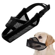Dog Muzzle,Soft Nylon Muzzle Anti Biting Barking Chewing,Air Mesh Breathable Drinkable Adjustable Pets Muzzle for Small Dogs,Black S