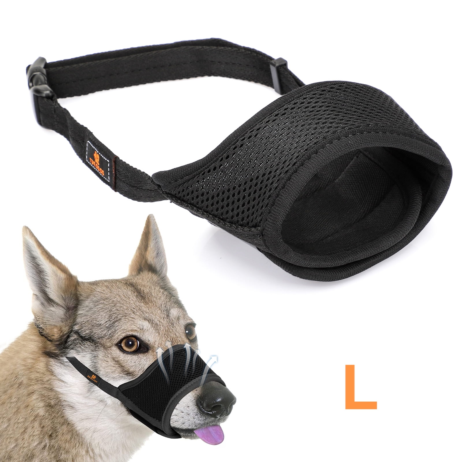 Celectigo Dog Muzzle Soft Padded Nylon Breathable Air Mesh Muzzle Anti Biting Barking Chewing Design with Adjustable Loops For Small Medium and Large Dogs Black Large L Walmart Business Supplies