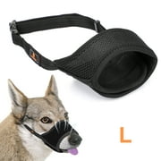 Dog Muzzle, Soft Padded Nylon Breathable Air Mesh Muzzle, Anti Biting Barking Chewing Design with Adjustable Loops For Small Medium and Large Dogs, Large (L)