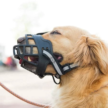Dog Muzzle,Soft Silicone Reflective Basket Muzzle for Small Medium Dogs,Allows Panting and Drinking,Prevents Unwanted Barking Biting and Chewing?Size 2