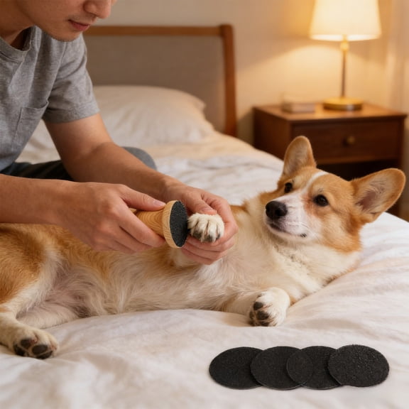 Dog Nail File with 4Pcs Replaceable Filing Disc, Dog Scratch Board for Safe and Easy Nail Care, Dog Nail Scratch Board Ensures Smooth and Healthy Nails for Dogs and Cats (Beige)