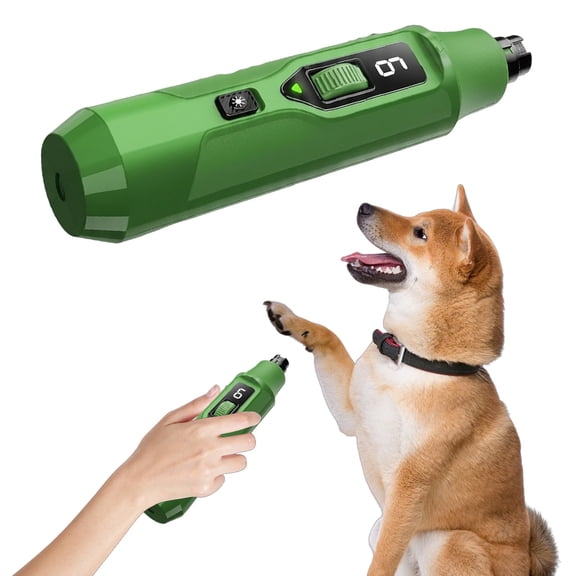Dog Nail Grinder - 7 Speed Quiet Pet Nail Trimmer with LED Light, Dust Collector & One Hand Speed Control, Grooming Tool for Large Dogs,Green,7.68 × 1.77 × 1.65 "
