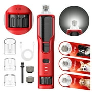 Dog Nail Grinder, Dog Nail Trimmers and Clippers Kit, Upgraded Dog Nail Trimmers for Small Large Dogs & Cats Toenail & Claw Grooming, 7 Speeds, 2 Grinding Wheels, Red