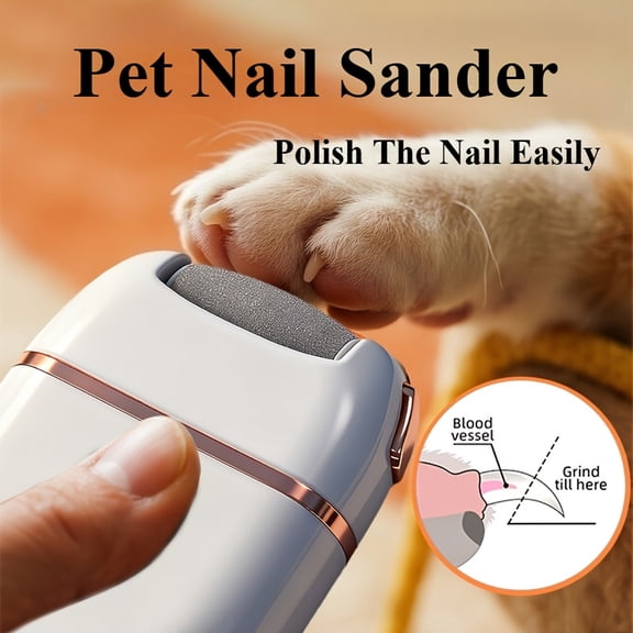 Dog Nail Grinder: Professional Low-Noise Electric Nail Trimmer with LED Light & 2 Grinding Settings, 300-Min Runtime, Safe & Painless Cat/Dog Grooming Tool