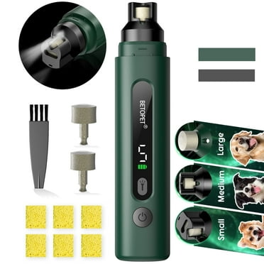 Dog Nail Grinder with LED Light, Professional 5-Speed Quiet Dog Nail Trimmer Low Noise-Safe Painless Nail Grooming & Smoothing for Small Medium Large Dog Breed，Green