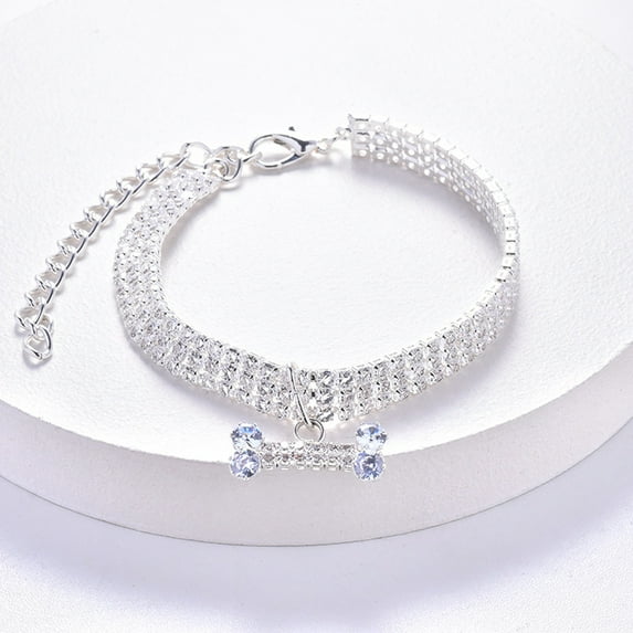 Dog Necklace Adjustable Collar With Zircon Rhinestone Diamond Pendant Jewelry, Luxury Metal Copper Dog Collars In Silver/Gold/Rose Gold, For Small Medium Large Dogs (S/M/L Sizes)