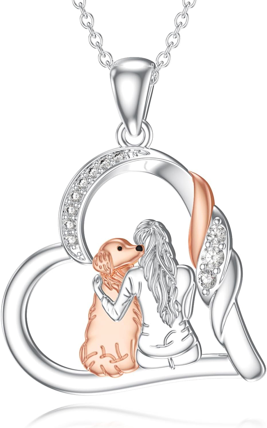 Dog Necklace for Women 925 Sterling Silver Hug Dog Heart Pendant Memorial Gifts Puppy Jewelry Christmas Stocking Stuffers for Mom Friend