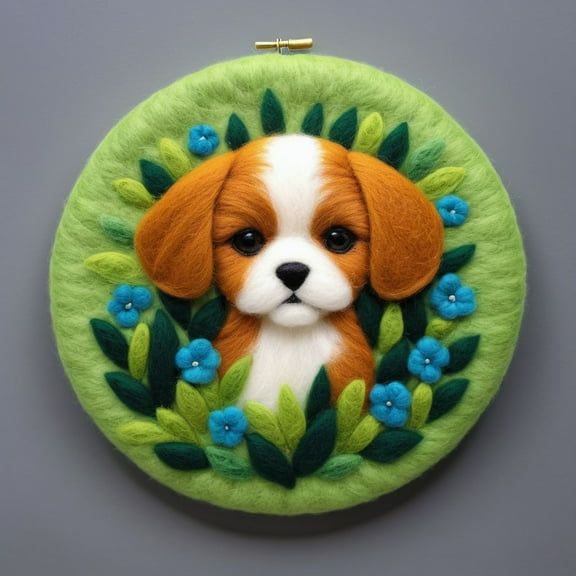 Dog Needle Felting Set, Beginner Felt Painting Set, With Wool Felt Painting Set, Decorative Frame, Suitable for Home Decoration, Christmas Gift