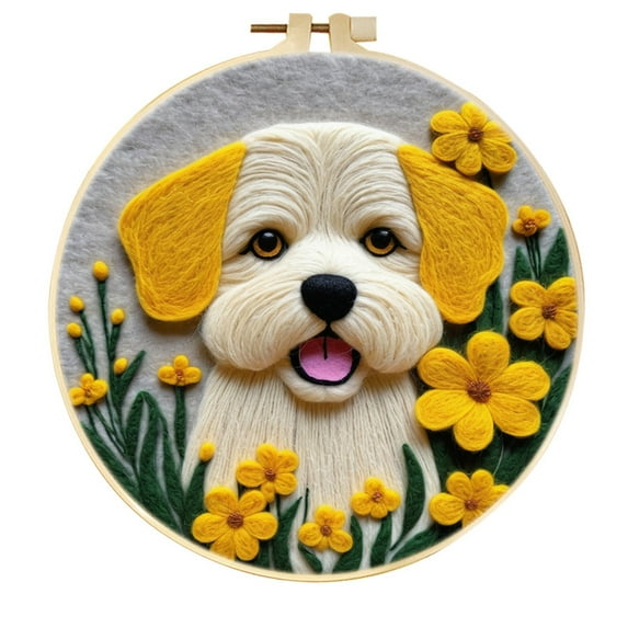 Dog Needle Felting Set, Beginner Felt Painting Set, With Wool Felt Painting Set, Decorative Frame, Suitable for Home Decoration
