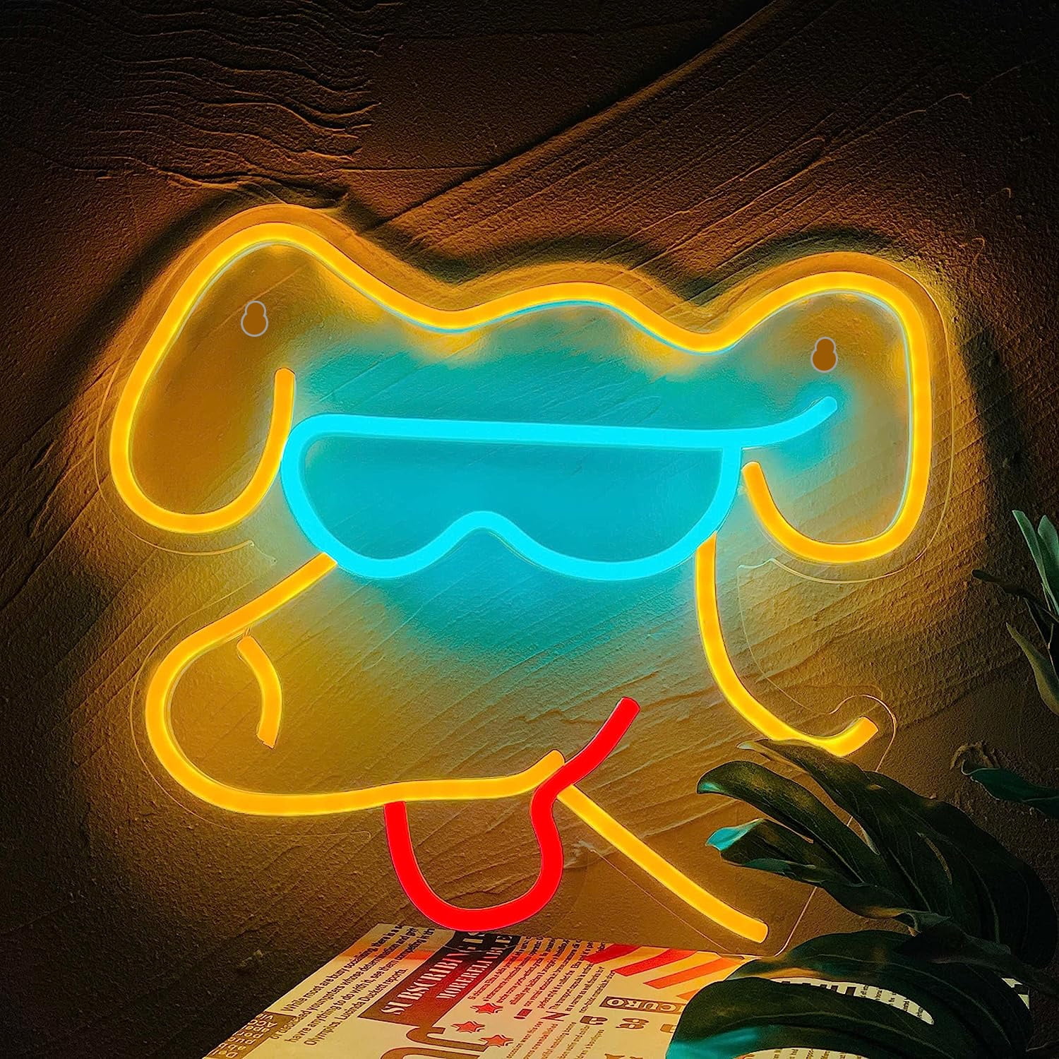 Dog Neon Sign Cute Glasses Dog LED Neon Light 15.8