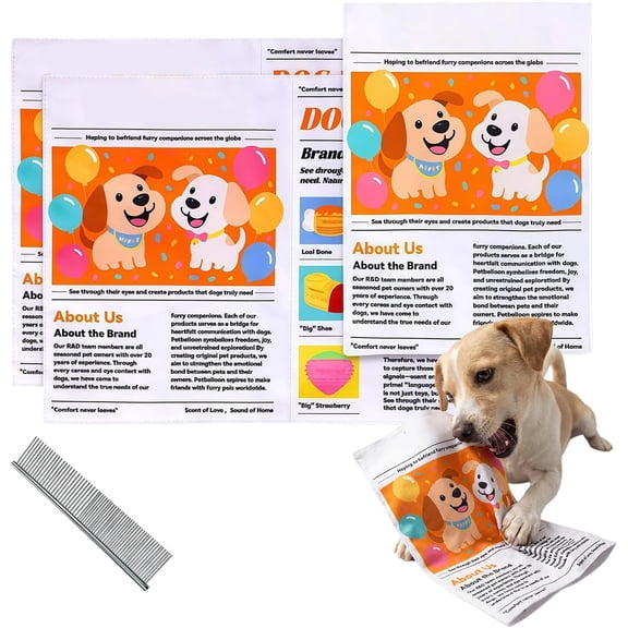 Dog Newspaper Crinkle Toy, Bite Resistant Washable Plush Chew Toy with Squeaker Sound, Durable Interactive Play Toy for Small & Medium Dogs to Relieve Boredom (1 Pc)(k)