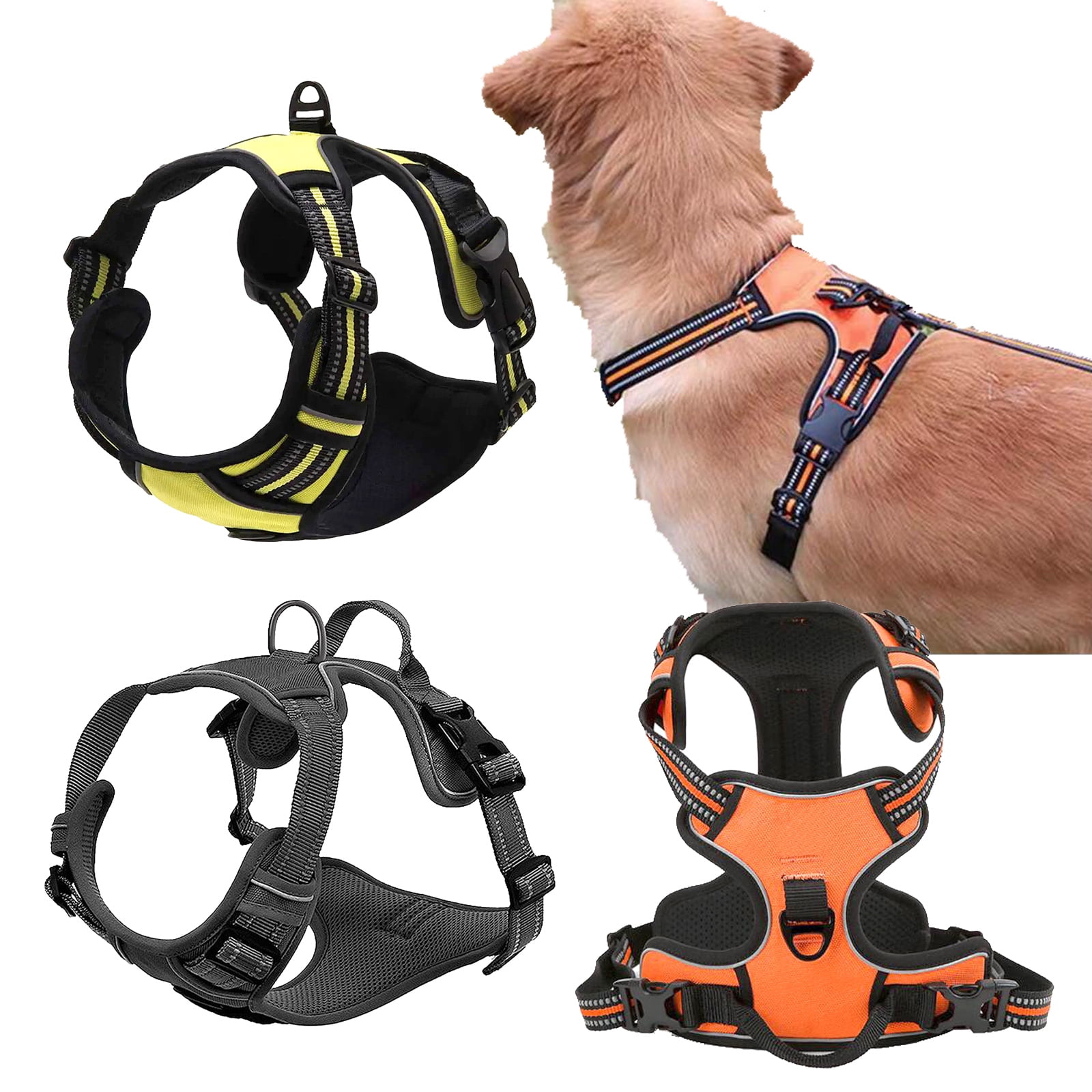 Dog No Pull Harness With Handle Pet Reflective for weight 8.8 110 lbs Dogs Adjustable Easy Control Outdoor Padded Front Range Clip Chest Pet Vest No Choke Walmart