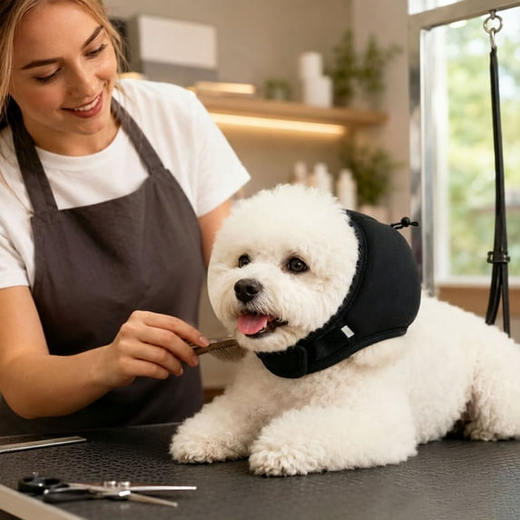 Dog Noise Reducing Ear Muffs Adjustable Comfort Pet Ear Protection Covers Soft Padded Hearing Protection Headgear For Small Medium Large Dogs Indoor Outdoor Use(Black-S)