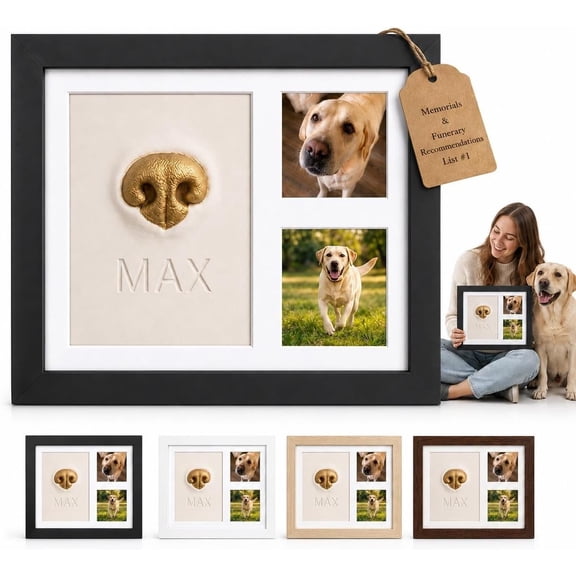 Dog Nose Print Kit, 2026 New Pet Nose Print Impression Kit, Pet-Friendly Air-Dry Clay Captures a Unique Nose Impression with Two Photos in a Keepsake Frame No Oven or Kiln Needed