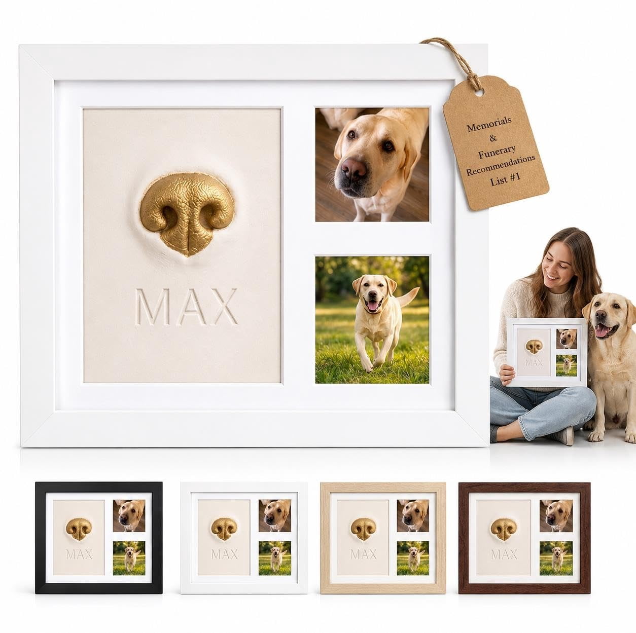Dog Nose Print Kit, Pet Keepsake Frame with Air-Dry Clay for Dogs ...