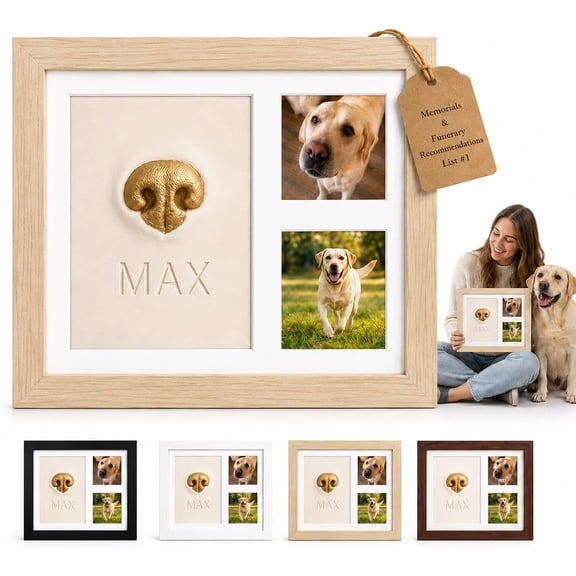 Dog Nose Print Kit - Pet Nose Print Impression Kit, Pet Keepsake Frame with Air-Dry Clay, Captures a Unique Nose Impression with Two Photos in a Keepsake Frame