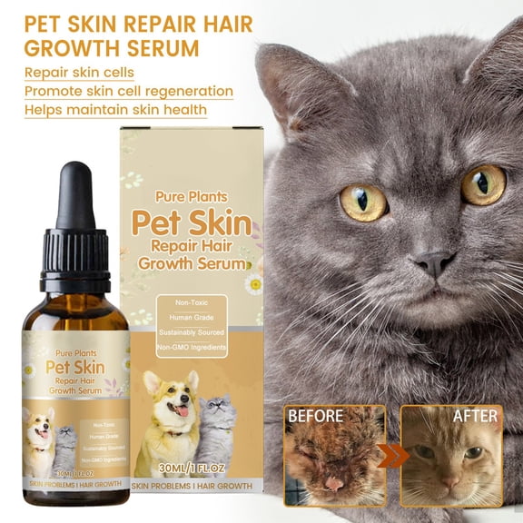Dog Oil for Skin and Coat, Pet Skin Repair Growth Serum 1 Fl Oz, Plant Based Formula for Dry Irritated Skin, Regrowth for Dogs and Cats, 1 Pack