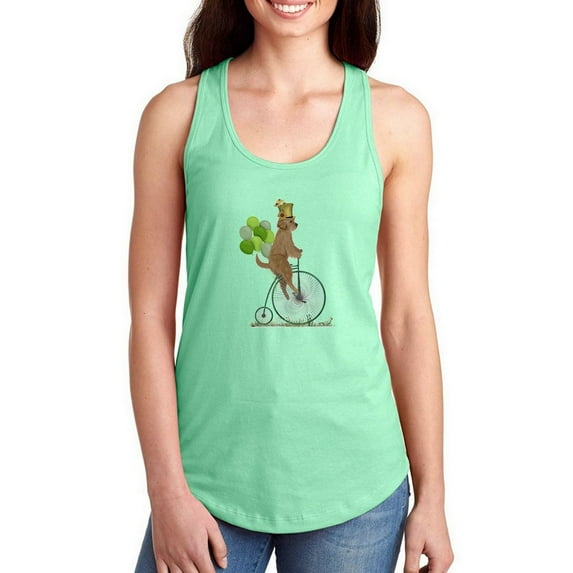 Dog On A Unicycle Racerback Tank Women -Fab Funky Designs, Female x-Large