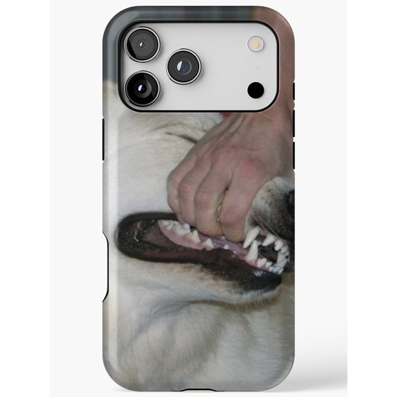 Dog Open Mouth and Teeth Tough Phone Case for Apple iPhone, Polycarbonate Shell with TPU Liner