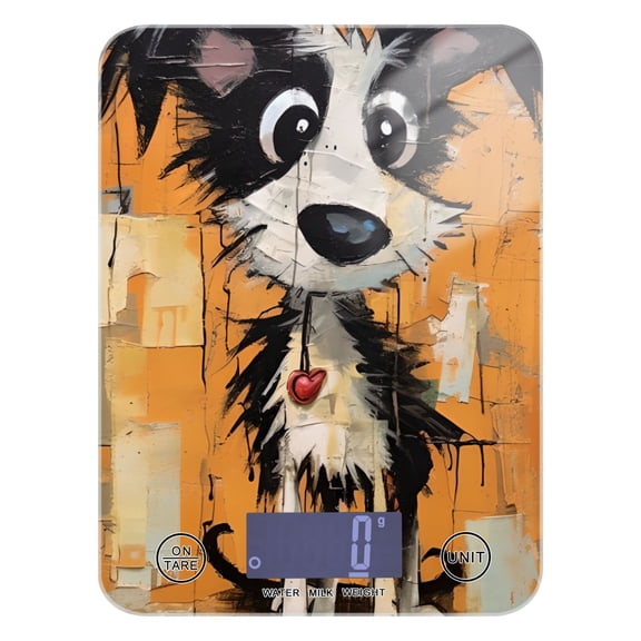 Dog Orange Food Scale Digital Kitchen Scale Waterproof Tempered Glass Tare Function 11 lb for Baking Cooking Meal Prep