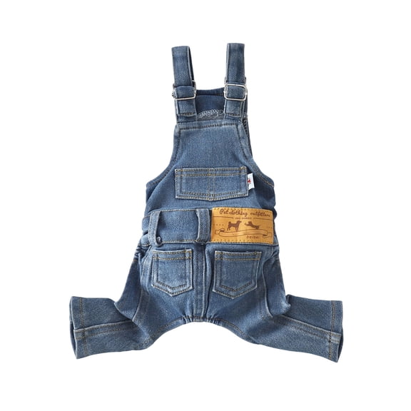 Dog Overalls, Breathable Washed Denim Lightweight Blue XXL, 1 Piece Pet Jumpsuit with Adjustable Shoulder Straps for Spring and Fall Daily Walking Outdoor Play Small Medium Dog Wearing