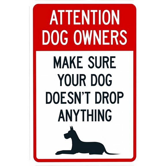 Dog Owners Don't Drop Anything - 8"x12" Security Metal Sign, Business Office Yard Street Home Caution Custom Decor