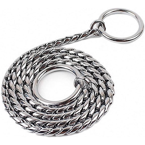 Dog P snake chain titanium steel metal dog training plug/collar is recommended for professional training (silver 4.5 * 45cm)